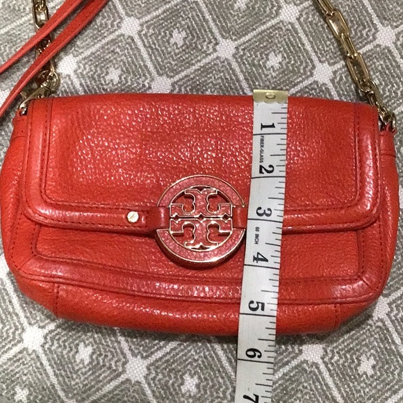 Tory Burch Cross Body Bag pebbled leather Red Smaller 9in. X 5in. approx. - Picture 3 of 15